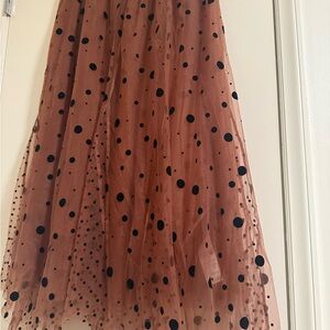 Anthropologie Brown and Black Polka Dot A-Line Skirt